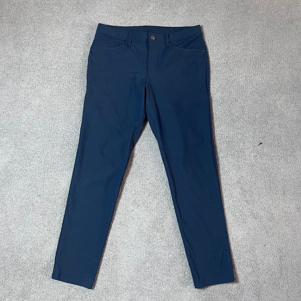 Lululemon ABC Slim Warpstreme Stretch Blue Performance Pant Trouser Men's 32x31